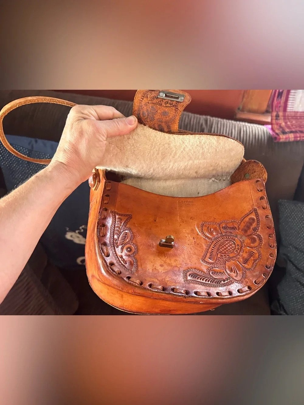 Authentic Gaitan Vintage Hand-tooled Leather Miniature Saddle Purse.Genuine Rare - Picture 6 of 8